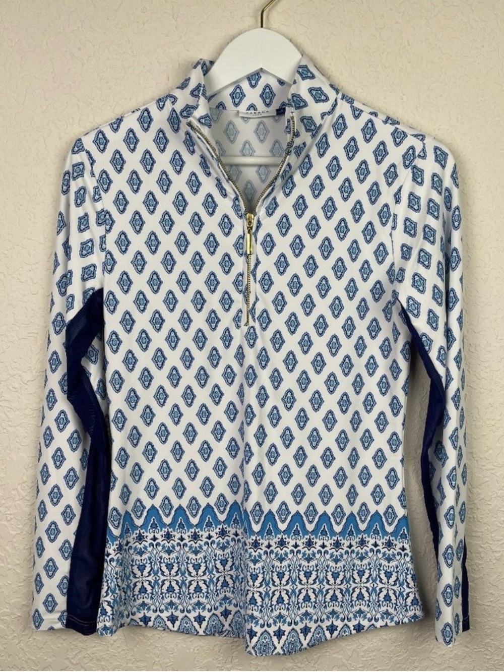 CABANA LIFE Women S Blue White Quarter Zip Long Sleeve
Lightweight Beach Jacket